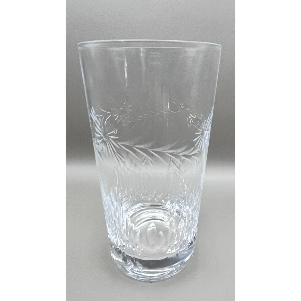 Set of 6 Vtg Tiffin Franciscan‎ Etched Highball Glasses Clear Tumblers Barware
